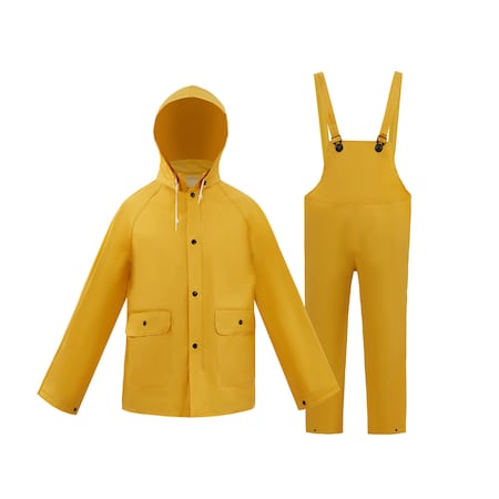 Flame Retardant Rain Suit, Large, Yellow